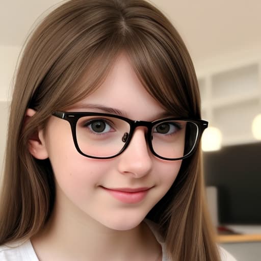  Young, intelligent girl with light brown hair and glasses