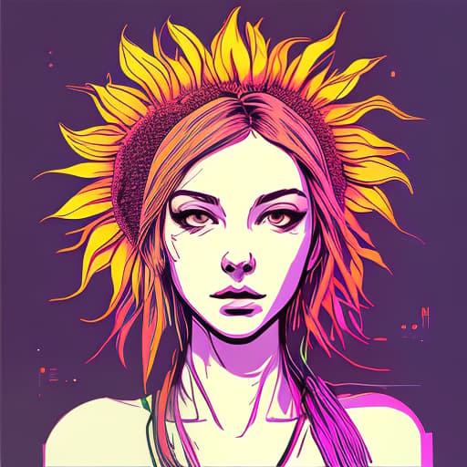 nvinkpunk whimsical nature sunflower vibrant