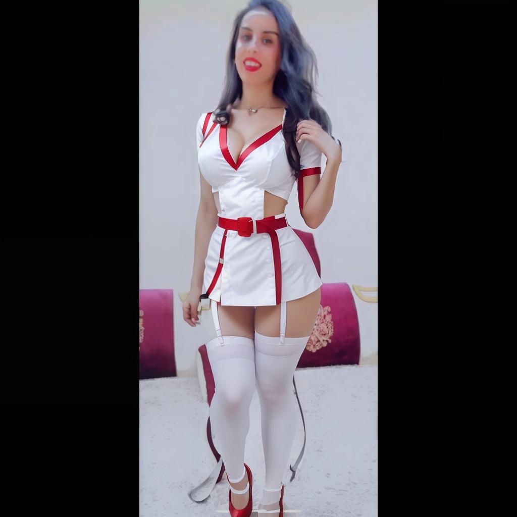  Wearing (sexy nurse outfit:1.4),Form fitting white dress with red accents, red crosses on chest, short hemline (mid thigh), deep V neck or sweetheart neckline, red belt around waist.White nurse cap with red cross, stethoscope around neck, white thigh high stockings with red bands, white high heels. Slight sheen on fabric, stylish look, maintain pose and expression, masterpiece, best quality, sharp focus, natural lighting, shadow, (((photorealistic))), octane render, HDR, 8k, high contrast, Canon EOS R3, nikon, f/1.4, ISO 200, 1/160s, 8K, RAW, unedited, symmetrical balance, in frame, 8K, integrated lighting and shadows. hyperrealistic, full body, detailed clothing, highly detailed, cinematic lighting, stunningly beautiful, intricate, sharp focus, f/1. 8, 85mm, (centered image composition), (professionally color graded), ((bright soft diffused light)), volumetric fog, trending on instagram, trending on tumblr, HDR 4K, 8K