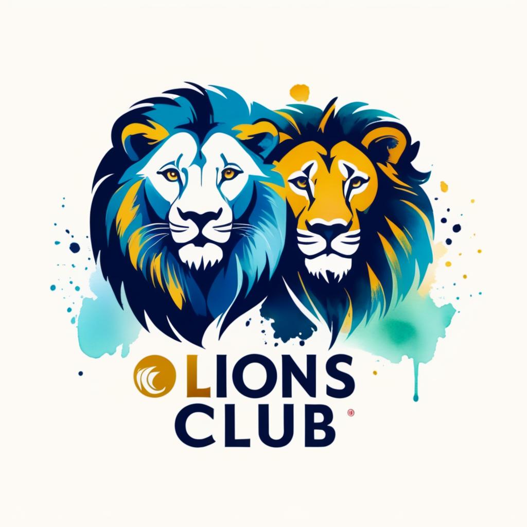  Logo, Aquarellstil, Logo eines Löwen, Lions, Club, Freunde, Vereinigung