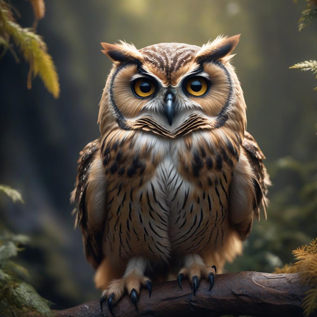  naked furry owl DnD hyperrealistic, full body, detailed clothing, highly detailed, cinematic lighting, stunningly beautiful, intricate, sharp focus, f/1. 8, 85mm, (centered image composition), (professionally color graded), ((bright soft diffused light)), volumetric fog, trending on instagram, trending on tumblr, HDR 4K, 8K