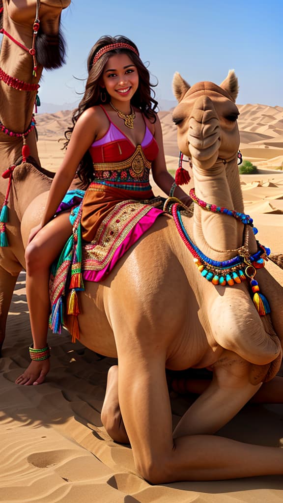  beautiful girl riding a camel