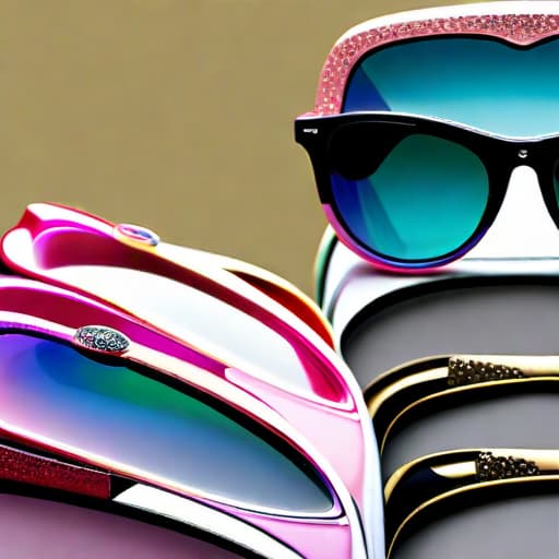  Subject detail: the image depicts a Highly detailed pair of sunglasses with vintage styling, The sunglasses are made from a combination of glitter, metallic, coloured acetate. Art style: in the mixed art style of Irregular Choice, and Osamu Tezuka. Medium: This artwork is highly detailed and photorealistic. hyperrealistic, full body, detailed clothing, highly detailed, cinematic lighting, stunningly beautiful, intricate, sharp focus, f/1. 8, 85mm, (centered image composition), (professionally color graded), ((bright soft diffused light)), volumetric fog, trending on instagram, trending on tumblr, HDR 4K, 8K