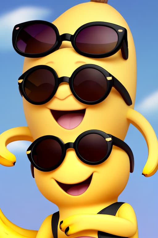  cute banana character wearing sunglasses