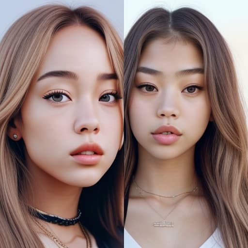  Charly Jordan and Jennie Kim, Adult woman Perfect face, beautiful face, realistic face, detailed face full body