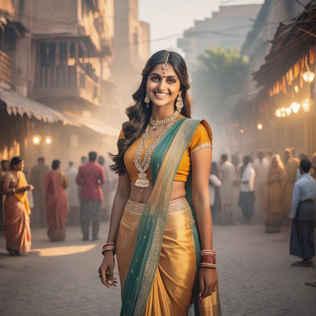  happy indian girl, portrait photography, beautiful, morning sunlight, smooth light, shot on kodak portra 200, film grain, nostalgic mood hyperrealistic, full body, detailed clothing, highly detailed, cinematic lighting, stunningly beautiful, intricate, sharp focus, f/1. 8, 85mm, (centered image composition), (professionally color graded), ((bright soft diffused light)), volumetric fog, trending on instagram, trending on tumblr, HDR 4K, 8K hyperrealistic, full body, detailed clothing, highly detailed, cinematic lighting, stunningly beautiful, intricate, sharp focus, f/1. 8, 85mm, (centered image composition), (professionally color graded), ((bright soft diffused light)), volumetric fog, trending on instagram, trending on tumblr, HDR 4K, 8K