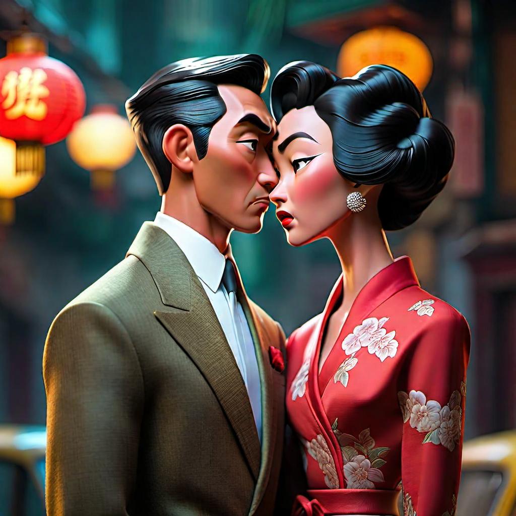  The classic Hong Kong movie "In the Mood for Love" hyperrealistic, full body, detailed clothing, highly detailed, cinematic lighting, stunningly beautiful, intricate, sharp focus, f/1. 8, 85mm, (centered image composition), (professionally color graded), ((bright soft diffused light)), volumetric fog, trending on instagram, trending on tumblr, HDR 4K, 8K