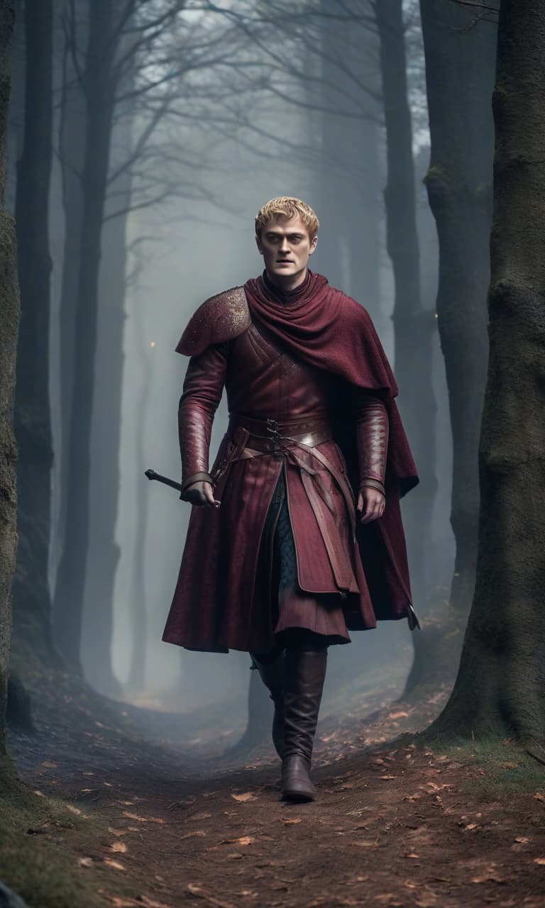  Game of Thrones: Joffrey Baratheon runs away hyperrealistic, full body, detailed clothing, highly detailed, cinematic lighting, stunningly beautiful, intricate, sharp focus, f/1. 8, 85mm, (centered image composition), (professionally color graded), ((bright soft diffused light)), volumetric fog, trending on instagram, trending on tumblr, HDR 4K, 8K