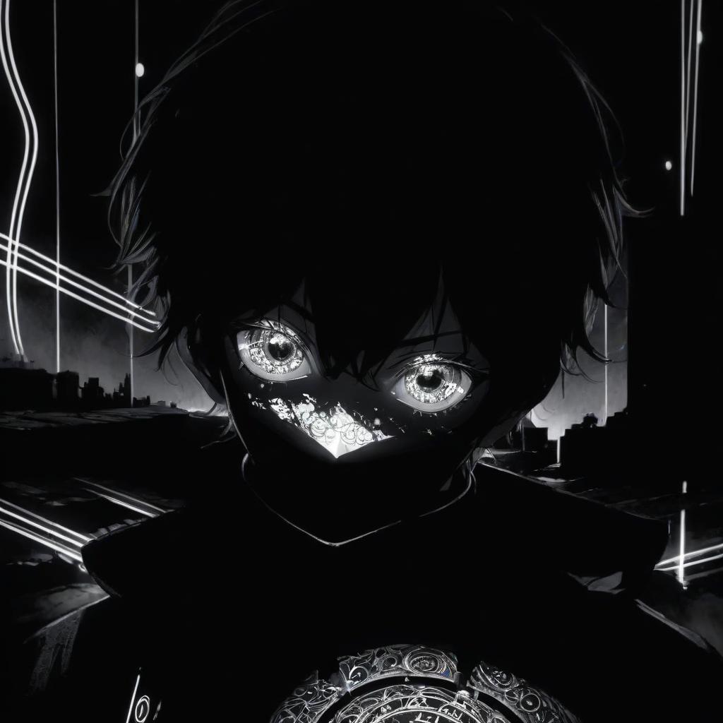  a black and white photo of a person with big eyes, a manga drawing, digital art, abstract horror, glowing black aura, mix styles of tsutomu nihei, trapped in my conscious hyperrealistic, full body, detailed clothing, highly detailed, cinematic lighting, stunningly beautiful, intricate, sharp focus, f/1. 8, 85mm, (centered image composition), (professionally color graded), ((bright soft diffused light)), volumetric fog, trending on instagram, trending on tumblr, HDR 4K, 8K