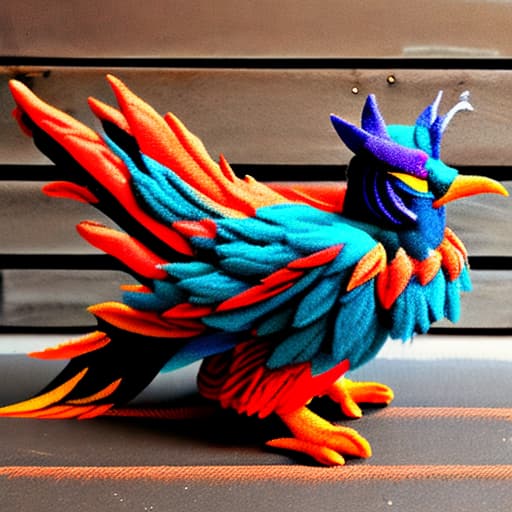 wa-vy style Pheonix bird with fire all over body