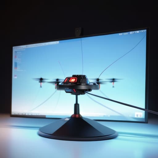  The model of neuron on the screen on the quadrocopter