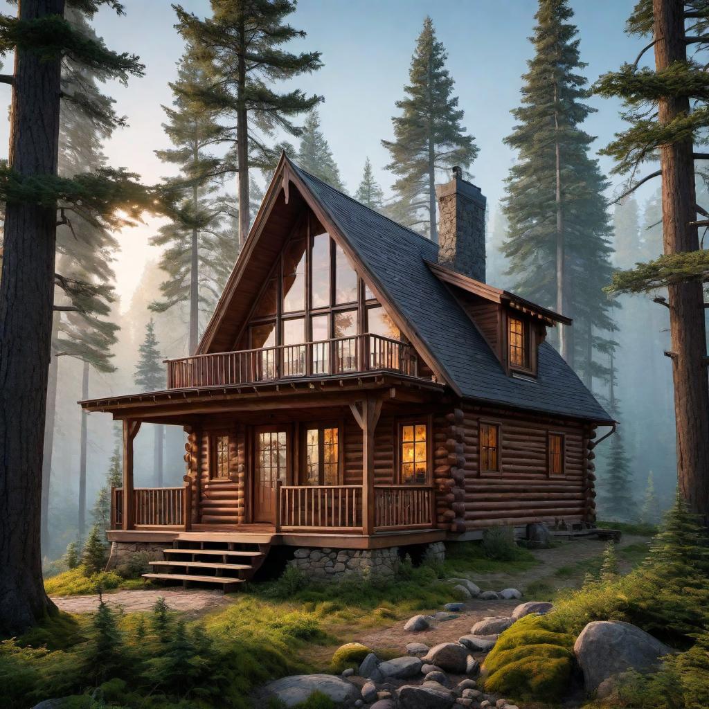  a detailed tattoo design of a cabin in the woods. The scene should include tall trees surrounding the cabin, birds flying above, and a couple of animals like a deer and a fox nearby. The style should be intricate and realistic, with a touch of artistic flair to make it suitable for a tattoo. hyperrealistic, full body, detailed clothing, highly detailed, cinematic lighting, stunningly beautiful, intricate, sharp focus, f/1. 8, 85mm, (centered image composition), (professionally color graded), ((bright soft diffused light)), volumetric fog, trending on instagram, trending on tumblr, HDR 4K, 8K