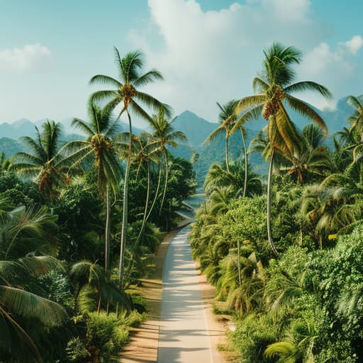 analog style Tropical Paradise hyperrealistic, full body, detailed clothing, highly detailed, cinematic lighting, stunningly beautiful, intricate, sharp focus, f/1. 8, 85mm, (centered image composition), (professionally color graded), ((bright soft diffused light)), volumetric fog, trending on instagram, trending on tumblr, HDR 4K, 8K