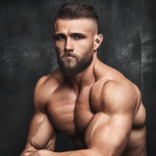 portrait+ style Russian queer fitness model brunette hunk dilf dude face