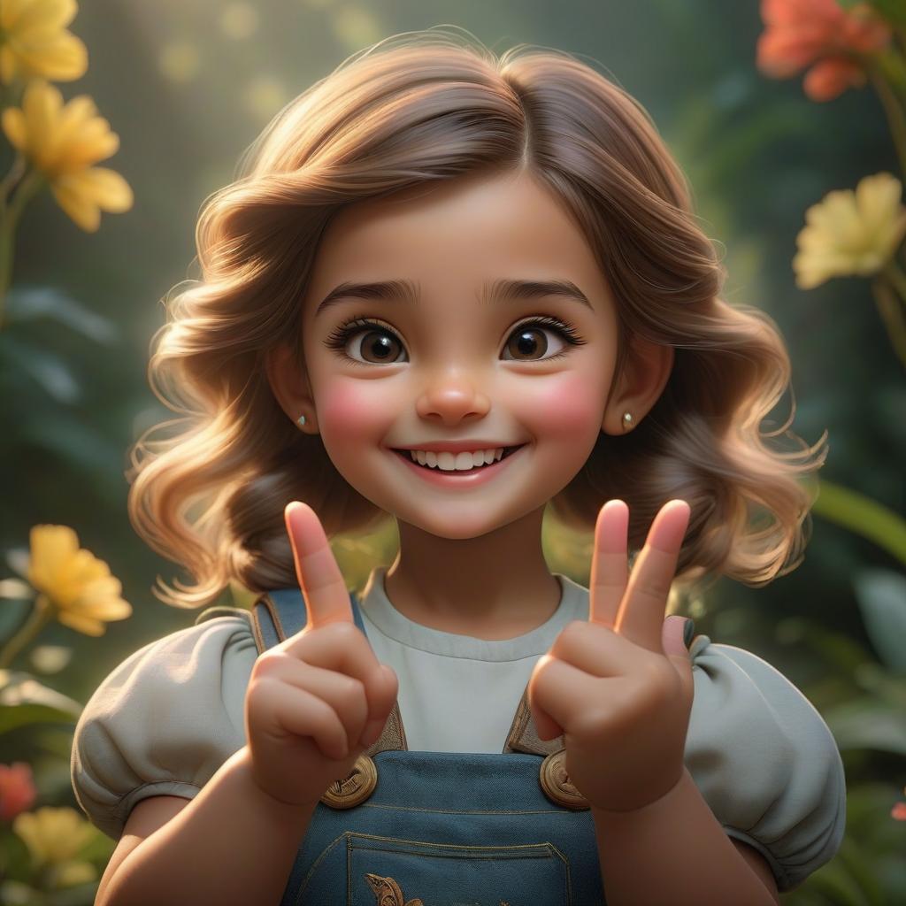  hyperrealistic art Create an image of a little girl smiling and making the "OK" gesture with her hand. . extremely high resolution details, photographic, realism pushed to extreme, fine texture, incredibly lifelike hyperrealistic, full body, detailed clothing, highly detailed, cinematic lighting, stunningly beautiful, intricate, sharp focus, f/1. 8, 85mm, (centered image composition), (professionally color graded), ((bright soft diffused light)), volumetric fog, trending on instagram, trending on tumblr, HDR 4K, 8K