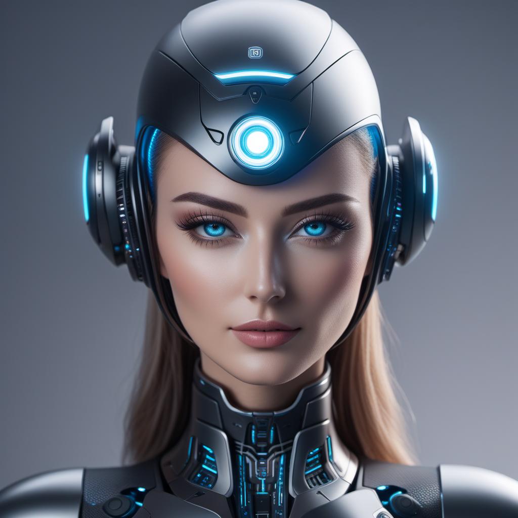  A friendly AI assistant character, designed to look approachable and modern. The character should have a sleek, minimalistic design with a glowing aura to represent its intelligence. It should have a holographic or futuristic appearance, incorporating elements like circuits or data streams. The assistant could have a humanoid shape with expressive digital eyes and a warm, welcoming smile. hyperrealistic, full body, detailed clothing, highly detailed, cinematic lighting, stunningly beautiful, intricate, sharp focus, f/1. 8, 85mm, (centered image composition), (professionally color graded), ((bright soft diffused light)), volumetric fog, trending on instagram, trending on tumblr, HDR 4K, 8K