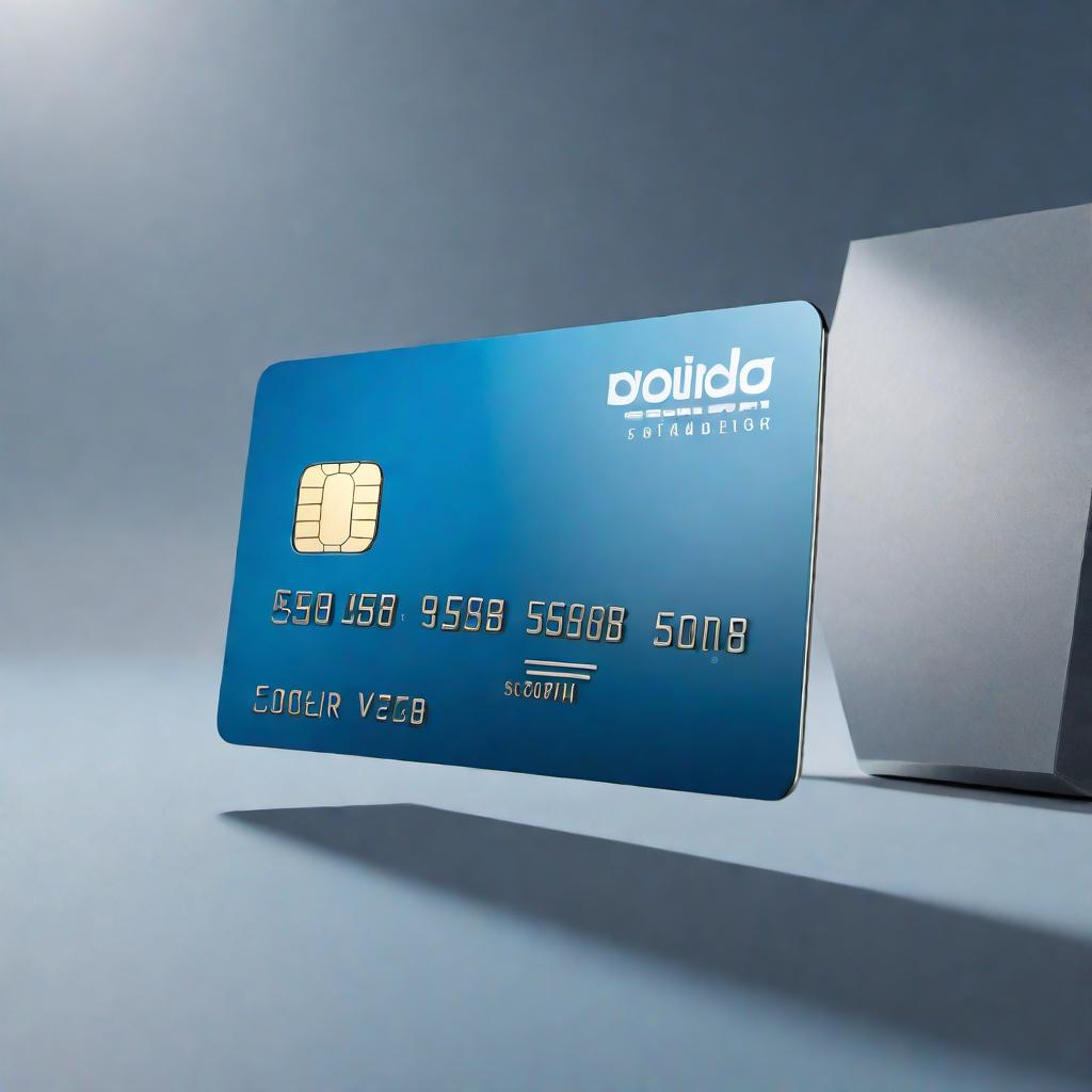  A realistic debit card with a bank logo, card number, cardholder's name, expiration date, and a security chip. The design should be sleek and modern with a blue and silver color scheme. hyperrealistic, full body, detailed clothing, highly detailed, cinematic lighting, stunningly beautiful, intricate, sharp focus, f/1. 8, 85mm, (centered image composition), (professionally color graded), ((bright soft diffused light)), volumetric fog, trending on instagram, trending on tumblr, HDR 4K, 8K