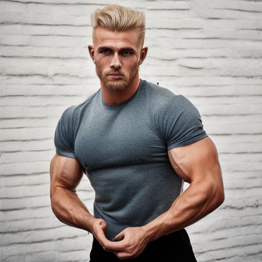 portrait+ style Russian queer fitness model blonde hunk dilf dude face