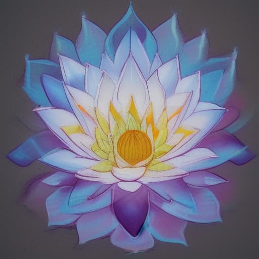  Image of 1 white lotus flower in heaven with serenity tone and holy spirituality mood create overall image in very lovely pastel palette