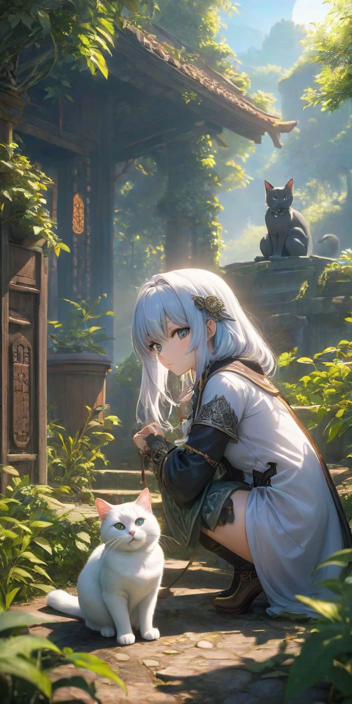  anime artwork Nature, Inscription of Nurtas Al Hanafi Al Ashari, and the cat . anime style, key visual, vibrant, studio anime, highly detailed hyperrealistic, full body, detailed clothing, highly detailed, cinematic lighting, stunningly beautiful, intricate, sharp focus, f/1. 8, 85mm, (centered image composition), (professionally color graded), ((bright soft diffused light)), volumetric fog, trending on instagram, trending on tumblr, HDR 4K, 8K