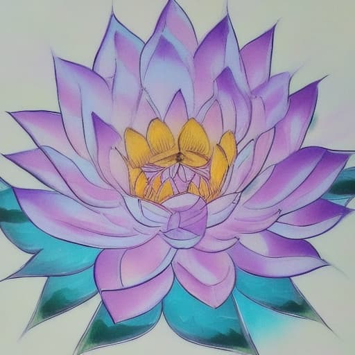  Image of 1 white lotus flower in heaven with serenity tone and holy spirituality mood create overall image in very lovely pastel palette