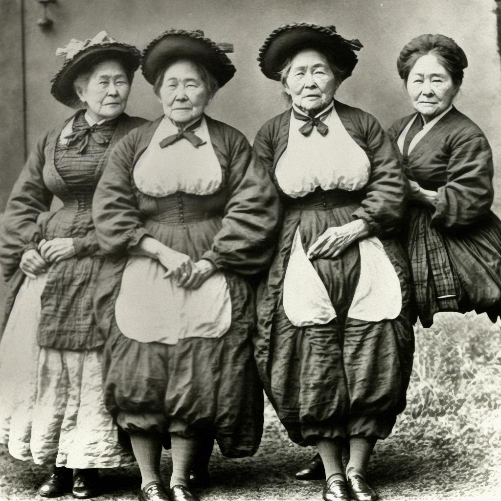  granny en calzones con su amiga en Japón del año 1890s