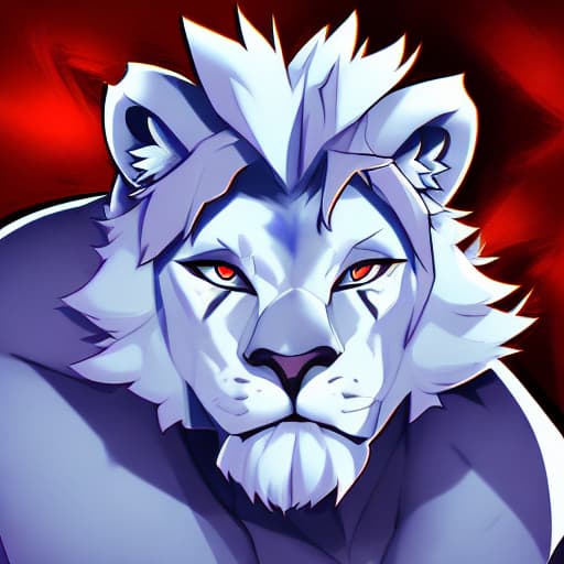  Aesthetic portrait commission of a albino muscular and attractive anthro lion