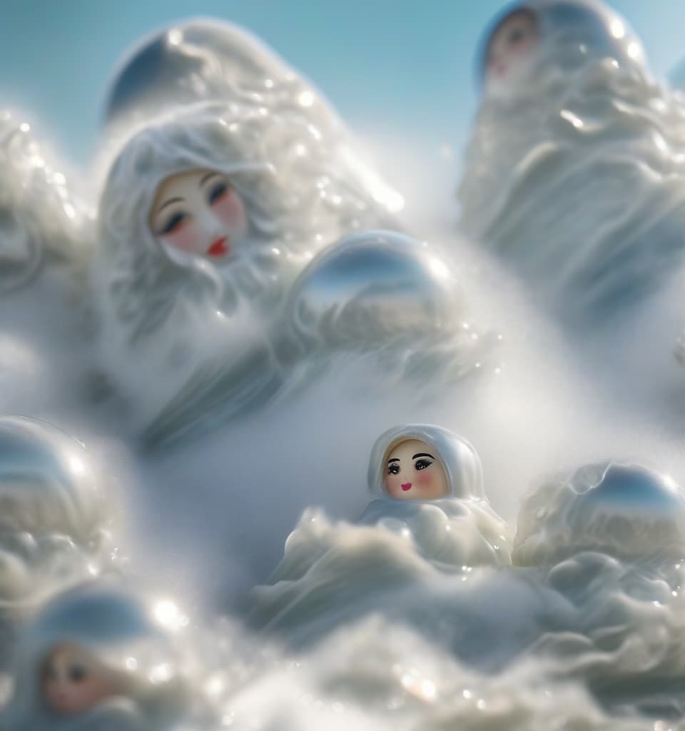  Russian nesting dolls, water design style, water, Volga River, elements of waves. hyperrealistic, full body, detailed clothing, highly detailed, cinematic lighting, stunningly beautiful, intricate, sharp focus, f/1. 8, 85mm, (centered image composition), (professionally color graded), ((bright soft diffused light)), volumetric fog, trending on instagram, trending on tumblr, HDR 4K, 8K