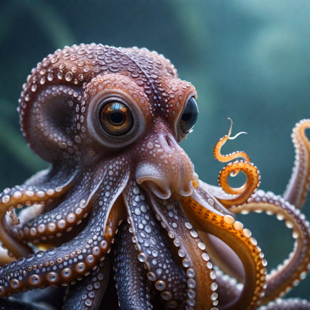  An octopus bird with monkey features hyperrealistic, full body, detailed clothing, highly detailed, cinematic lighting, stunningly beautiful, intricate, sharp focus, f/1. 8, 85mm, (centered image composition), (professionally color graded), ((bright soft diffused light)), volumetric fog, trending on instagram, trending on tumblr, HDR 4K, 8K