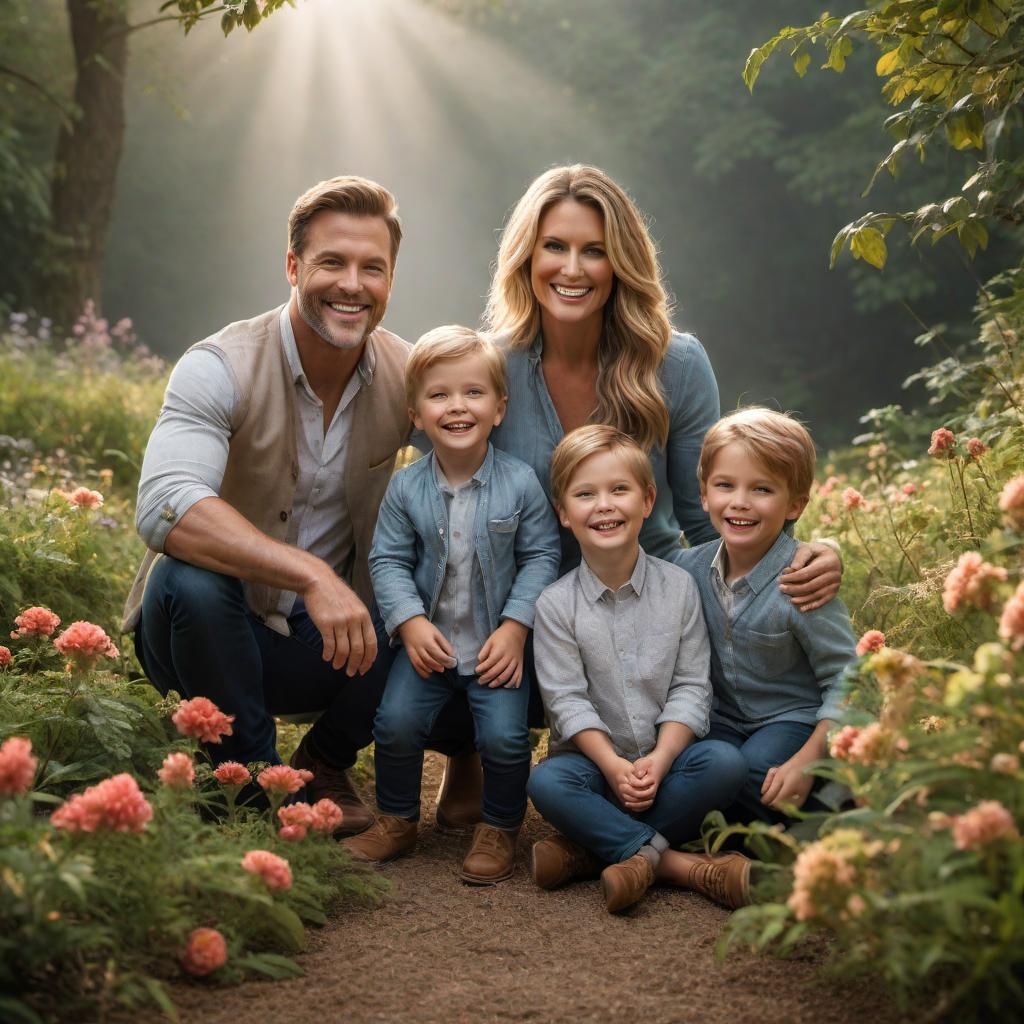  A beautiful and heartwarming image depicting Alison Byrne and her children engaging in joyful and memorable activities together, capturing the essence of love, happiness, and positivity in their bond. hyperrealistic, full body, detailed clothing, highly detailed, cinematic lighting, stunningly beautiful, intricate, sharp focus, f/1. 8, 85mm, (centered image composition), (professionally color graded), ((bright soft diffused light)), volumetric fog, trending on instagram, trending on tumblr, HDR 4K, 8K