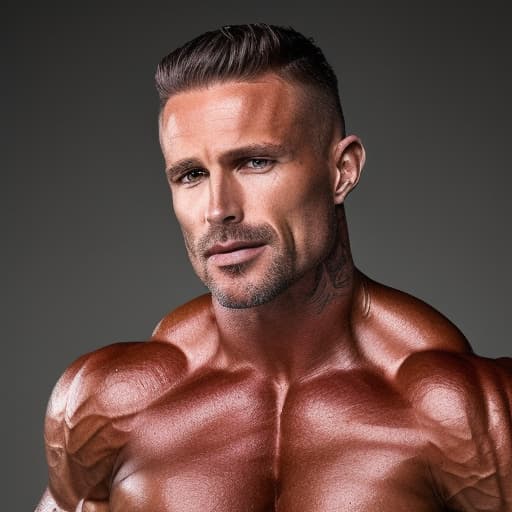 portrait+ style Australian IFBB queer brunette hunk dilf dude face