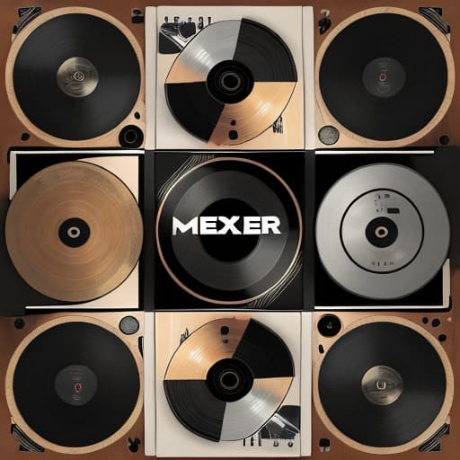  Mixer, decks, vinyls, 2d image