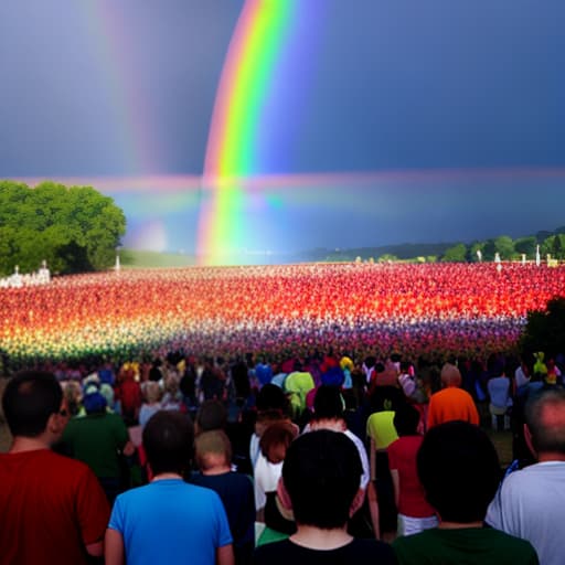  People have come to watch the rainbow