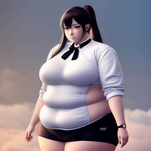  FAT anime girls hyperrealistic, full body, detailed clothing, highly detailed, cinematic lighting, stunningly beautiful, intricate, sharp focus, f/1. 8, 85mm, (centered image composition), (professionally color graded), ((bright soft diffused light)), volumetric fog, trending on instagram, trending on tumblr, HDR 4K, 8K