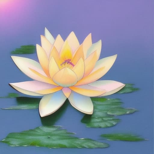  Image of 1 white lotus flower in heaven with serenity tone and holy spirituality mood create overall image in very lovely pastel palette