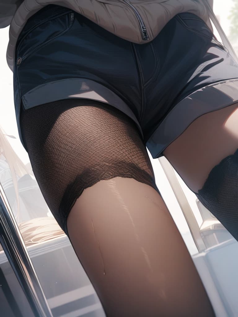  Hair colored beige, red eyes, large hoodies, shorts, twin tails, black ribbons on hair, net tights, masterpiece, best quality,8k,ultra detailed,high resolution,an extremely delicate and beautiful,hyper detail