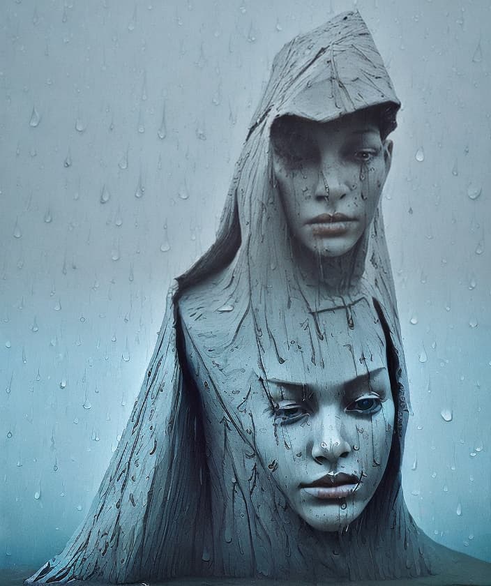 portrait+ style mannequins Beksiński pain fear guillotine chessboard death time cry rain