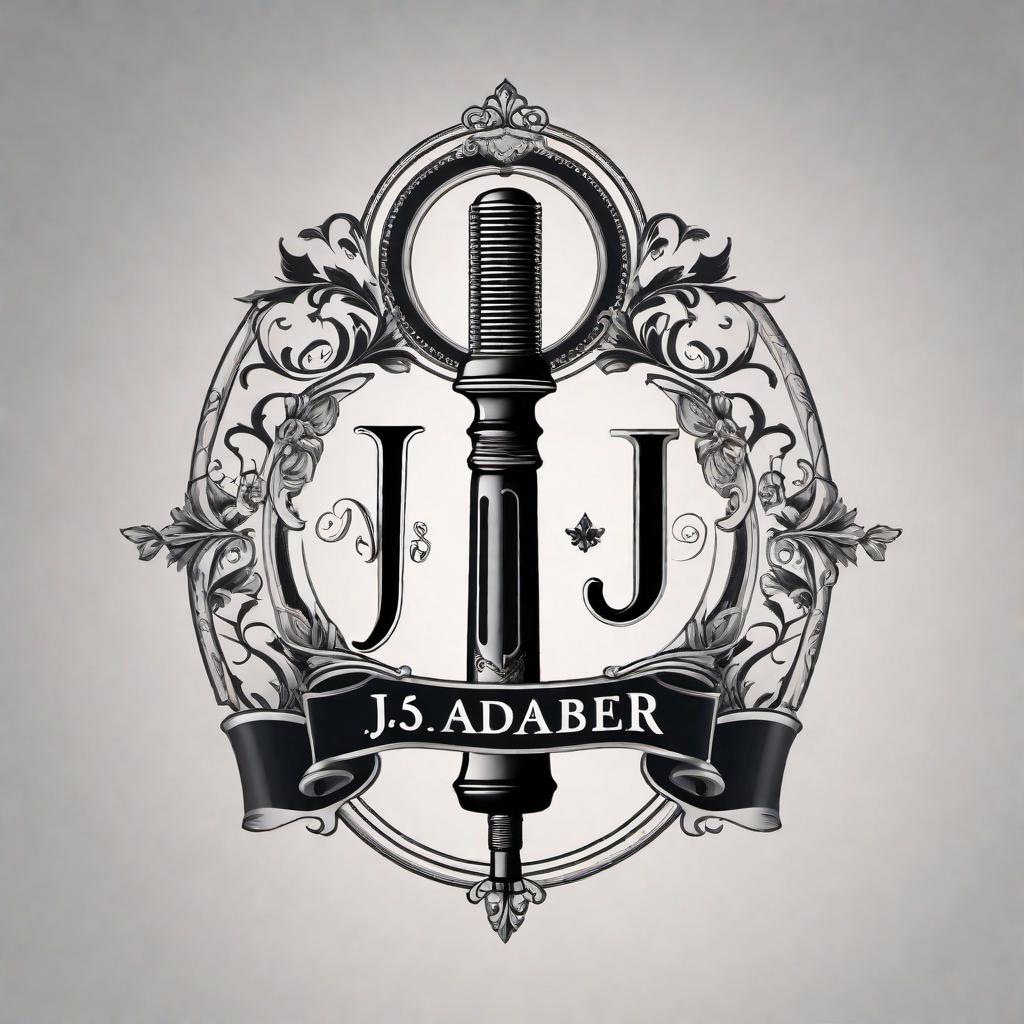  A modern and sleek logo for the name 'J5dabarber'. The design should incorporate elements that reflect professionalism and the barber industry, such as scissors, a razor, or a barber pole. Use a stylish font for the text, and a color scheme that includes black, white, and perhaps a metallic accent for a polished look. hyperrealistic, full body, detailed clothing, highly detailed, cinematic lighting, stunningly beautiful, intricate, sharp focus, f/1. 8, 85mm, (centered image composition), (professionally color graded), ((bright soft diffused light)), volumetric fog, trending on instagram, trending on tumblr, HDR 4K, 8K