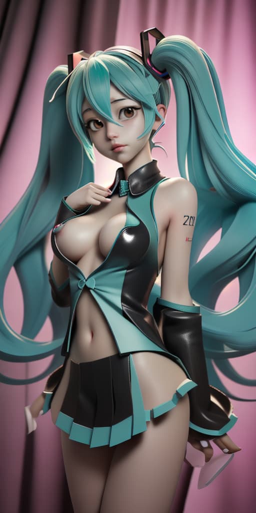  hatsune miku, huge tetas, desnuda