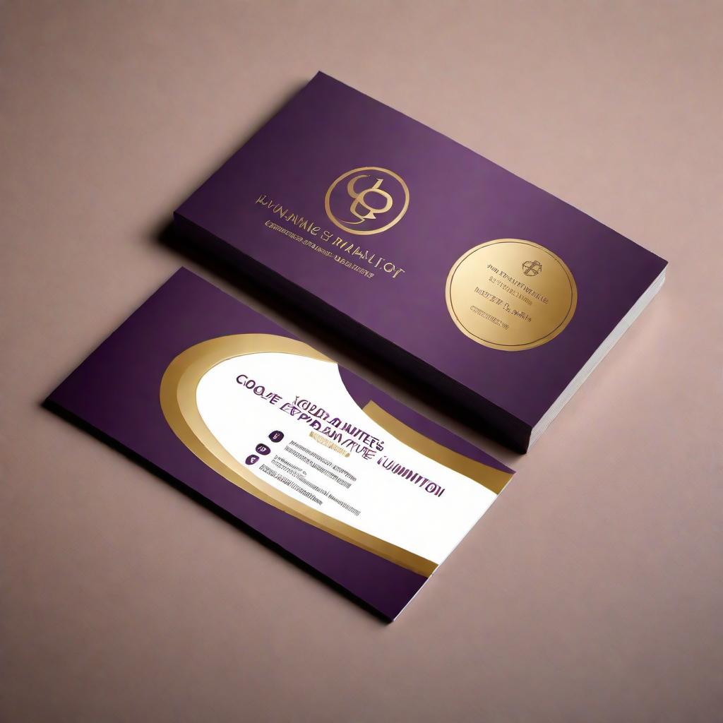  Business Card Design Variation 1: Sleek and Modern Design Color Palette: #3a0360 (deep eggplant), #eb8113 (gold). Front Side: Name: [Your Name], Title: Bar-Approved Certified Mediator, Credentials: Double Honorary Doctorates in Abidance Counseling & Humanity, Positive Psychology Certificate from Harvard University, Accredited Certificate in Conflict Management, Human Rights Consultant Certification, Notary Commission, Tagline: "Bridging Disputes with Expertise and Empathy" Back Side: Services: In-person and Virtual Mediation, Conflict Management, Notary Service, Contact Details: Phone: [Your Phone Number], Email: [Your Email Address], Website: [Your Website] Variation 2: Elegant and Minimalistic Design Color Palette: #330066 (dark eggplant hyperrealistic, full body, detailed clothing, highly detailed, cinematic lighting, stunningly beautiful, intricate, sharp focus, f/1. 8, 85mm, (centered image composition), (professionally color graded), ((bright soft diffused light)), volumetric fog, trending on instagram, trending on tumblr, HDR 4K, 8K