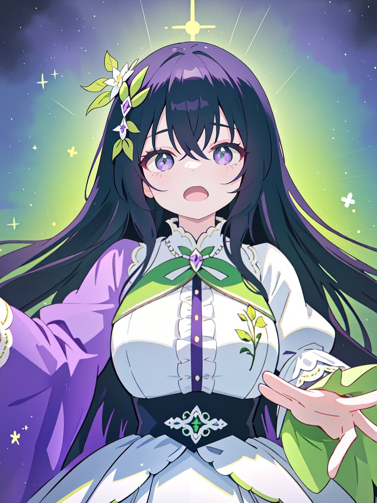  Long hair mature woman, green and purple filter, shouting, masterpiece, best quality,8k,ultra detailed,high resolution,an extremely delicate and beautiful,hyper detail