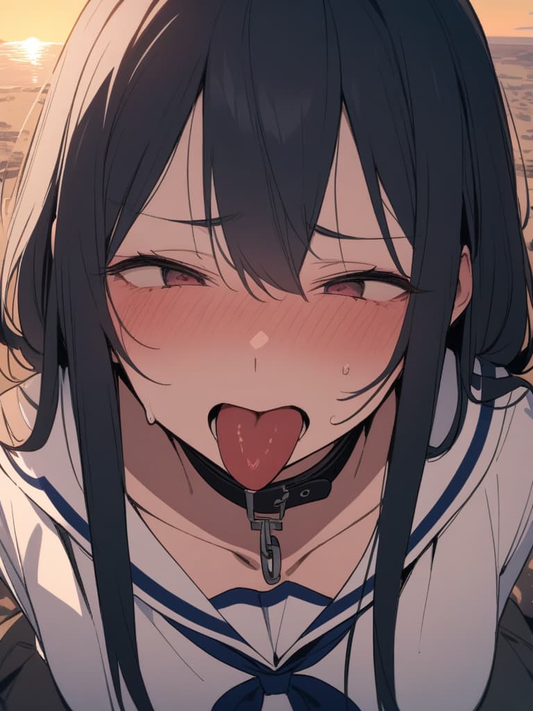  Gles, black hair, ided, sunset, tio, the gles , inserted into the mouth, inserted into the mouth, insertion of sailor uniforms, inserted into the anal and mouth at the same time. Get the tongue out of the mouth and drool the saliva, be crazy and mentally destroyed, , insult, , slave, collar, masterpiece, best quality,8k,ultra detailed,high resolution,an extremely delicate and beautiful,hyper detail