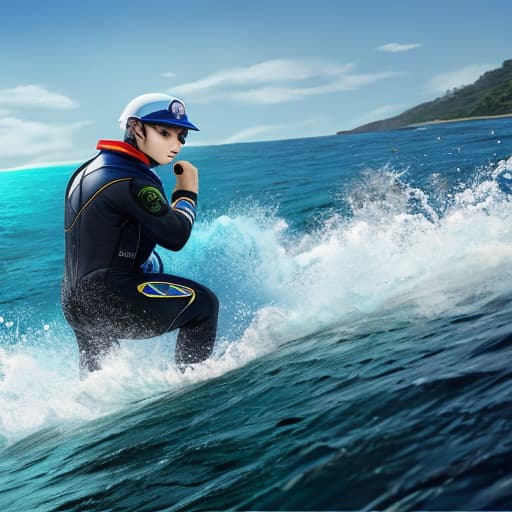  with aquatic elements, me in oceans, in driving suit,