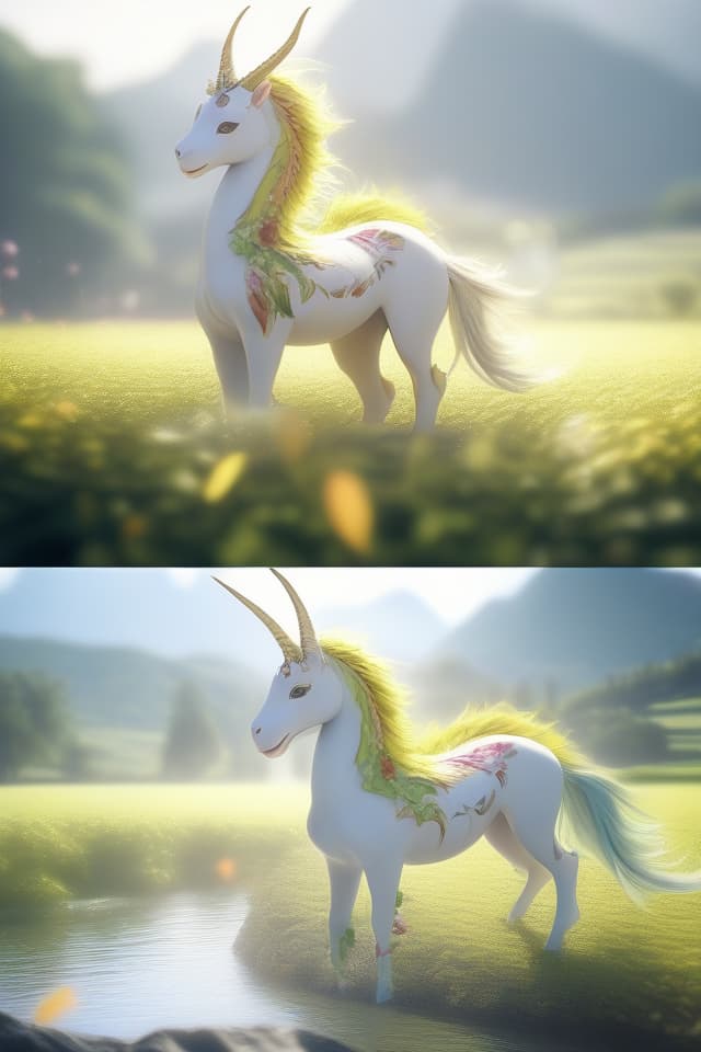  ((High quality, high quality, super resolution, good anatomy)) MasterPEACE, Best of the best, Kirin, Meadow, beautiful morning water