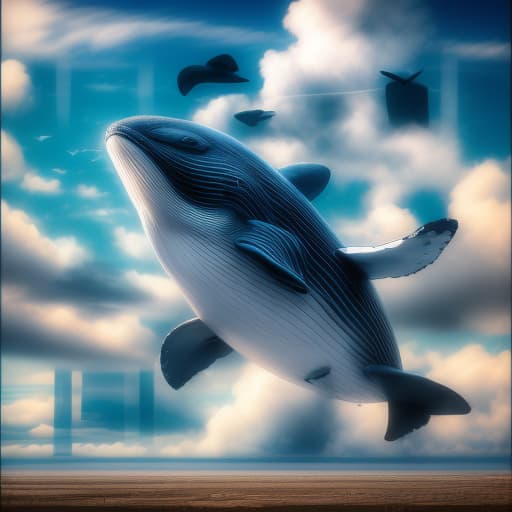  A giant whale flying in the sky.