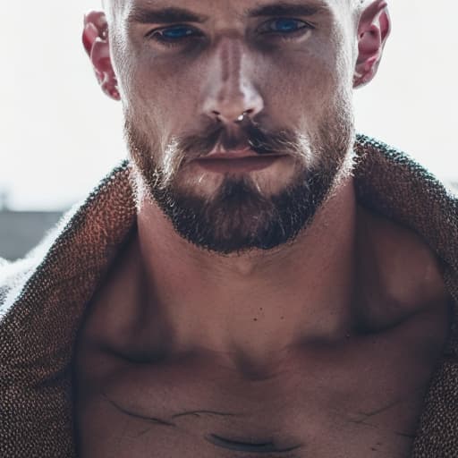 portrait+ style Russian queer fitness model brunette hunk dilf dude face