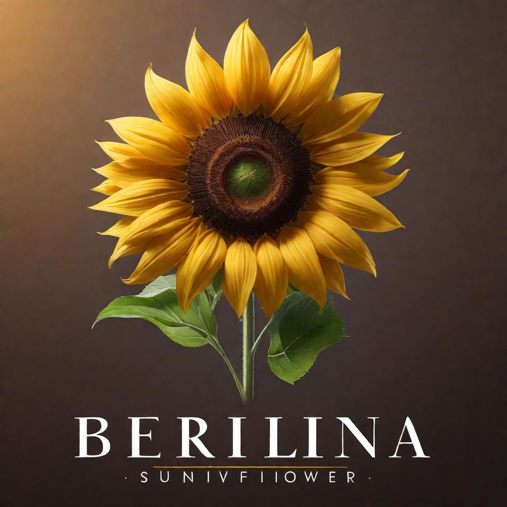  A logo design for a business named 'Berlinda Sunflower'. The logo should feature a sunflower prominently to reflect the name. The style should be a blend of modern and classic, with clean lines and a touch of elegance. Preferably, use colors associated with sunflowers: yellow, green, and possibly a bit of brown. Include the text 'Berlinda Sunflower' in a sophisticated, readable font. hyperrealistic, full body, detailed clothing, highly detailed, cinematic lighting, stunningly beautiful, intricate, sharp focus, f/1. 8, 85mm, (centered image composition), (professionally color graded), ((bright soft diffused light)), volumetric fog, trending on instagram, trending on tumblr, HDR 4K, 8K