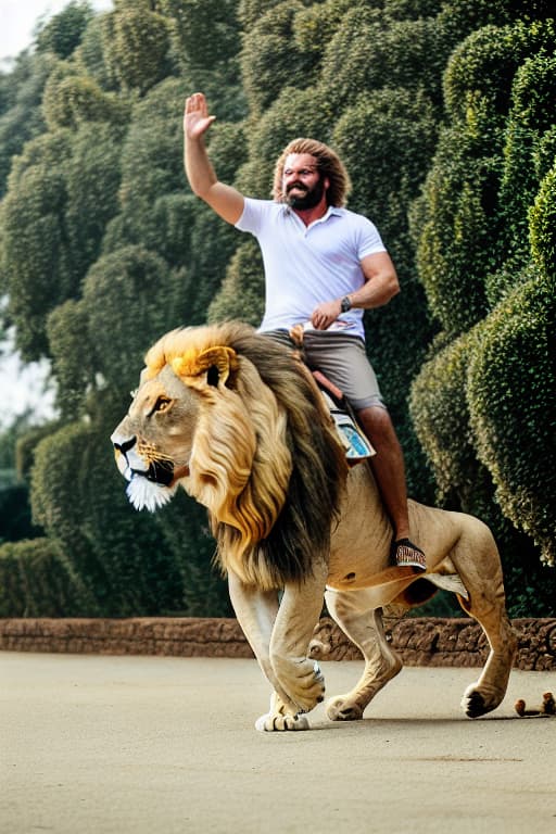  Man riding on lion