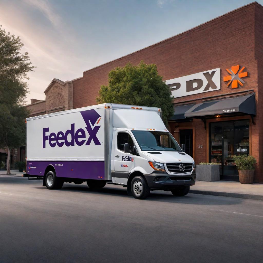  A FedEx delivery truck with oversized, flashy rims on its wheels, looking visually striking and out of the ordinary. hyperrealistic, full body, detailed clothing, highly detailed, cinematic lighting, stunningly beautiful, intricate, sharp focus, f/1. 8, 85mm, (centered image composition), (professionally color graded), ((bright soft diffused light)), volumetric fog, trending on instagram, trending on tumblr, HDR 4K, 8K