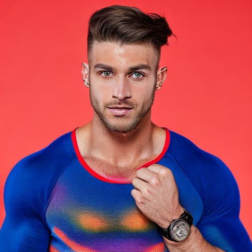 portrait+ style British queer fitness model brunette hunk dude face